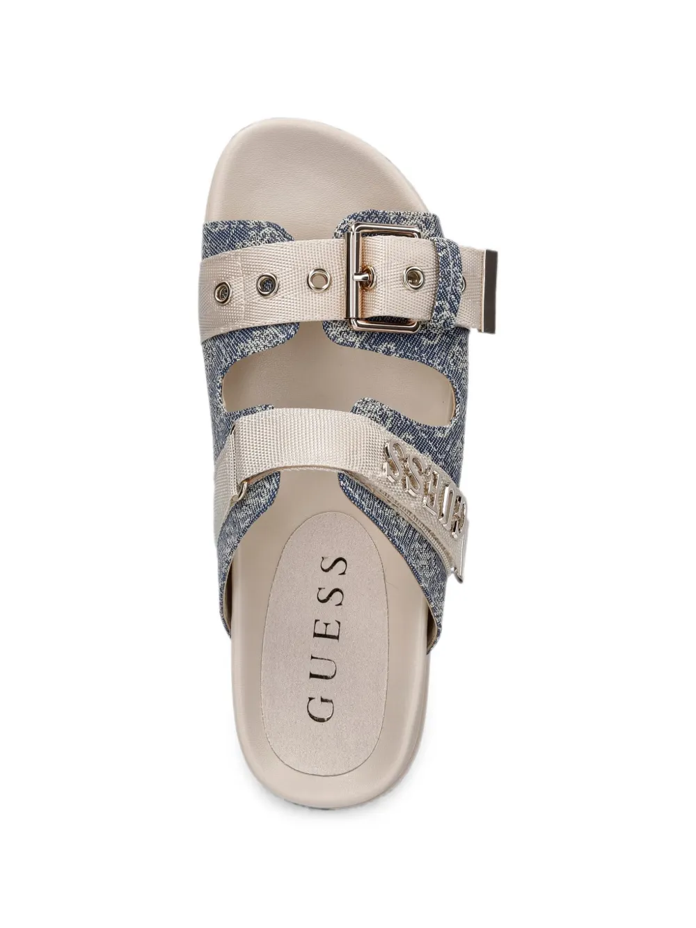 GUESS USA Faxona logo-print buckle-fastening sandals Blauw