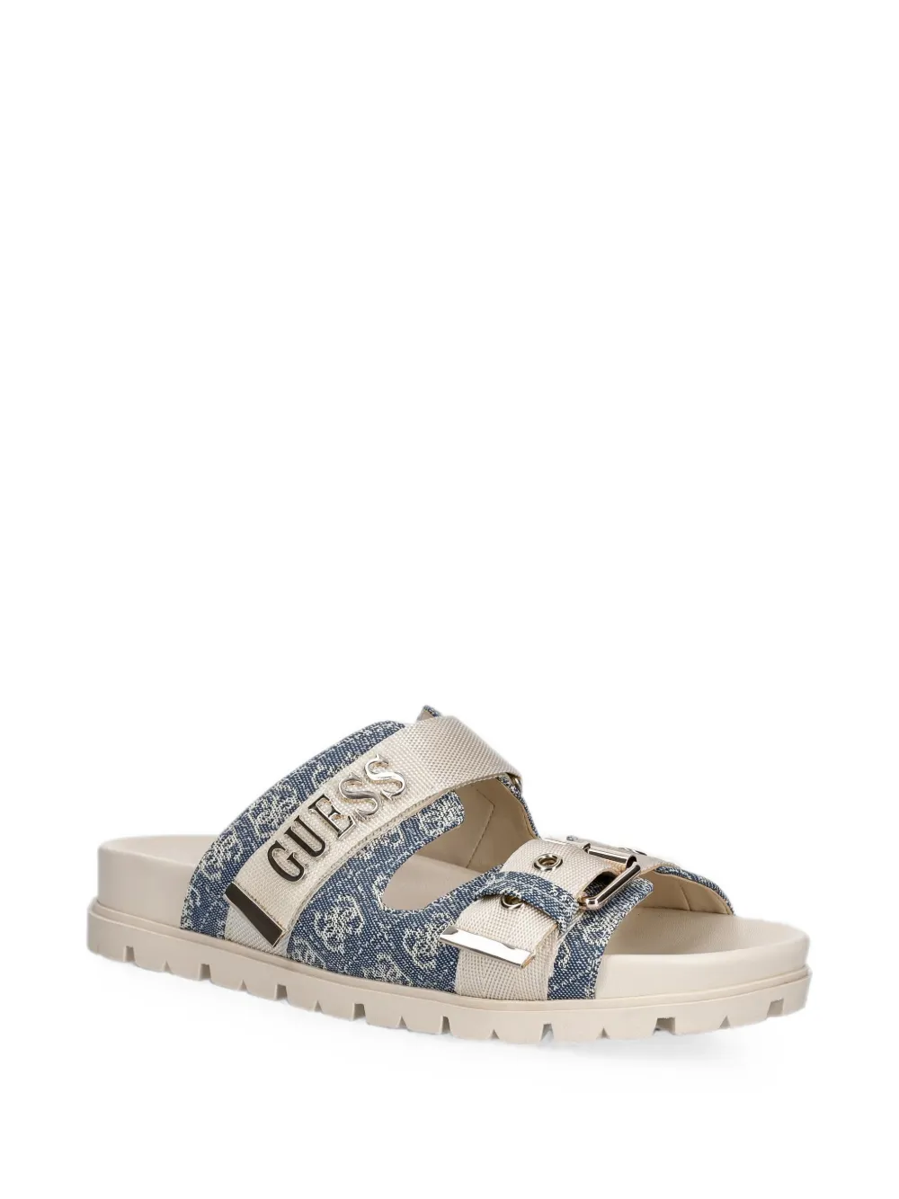 GUESS USA Faxona logo-print buckle-fastening sandals Blauw