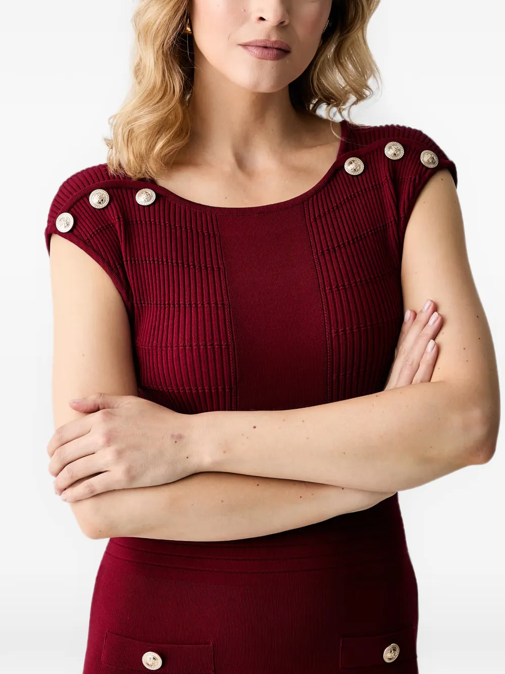 GUESS USA Midi-jurk verfraaid met knoop Rood