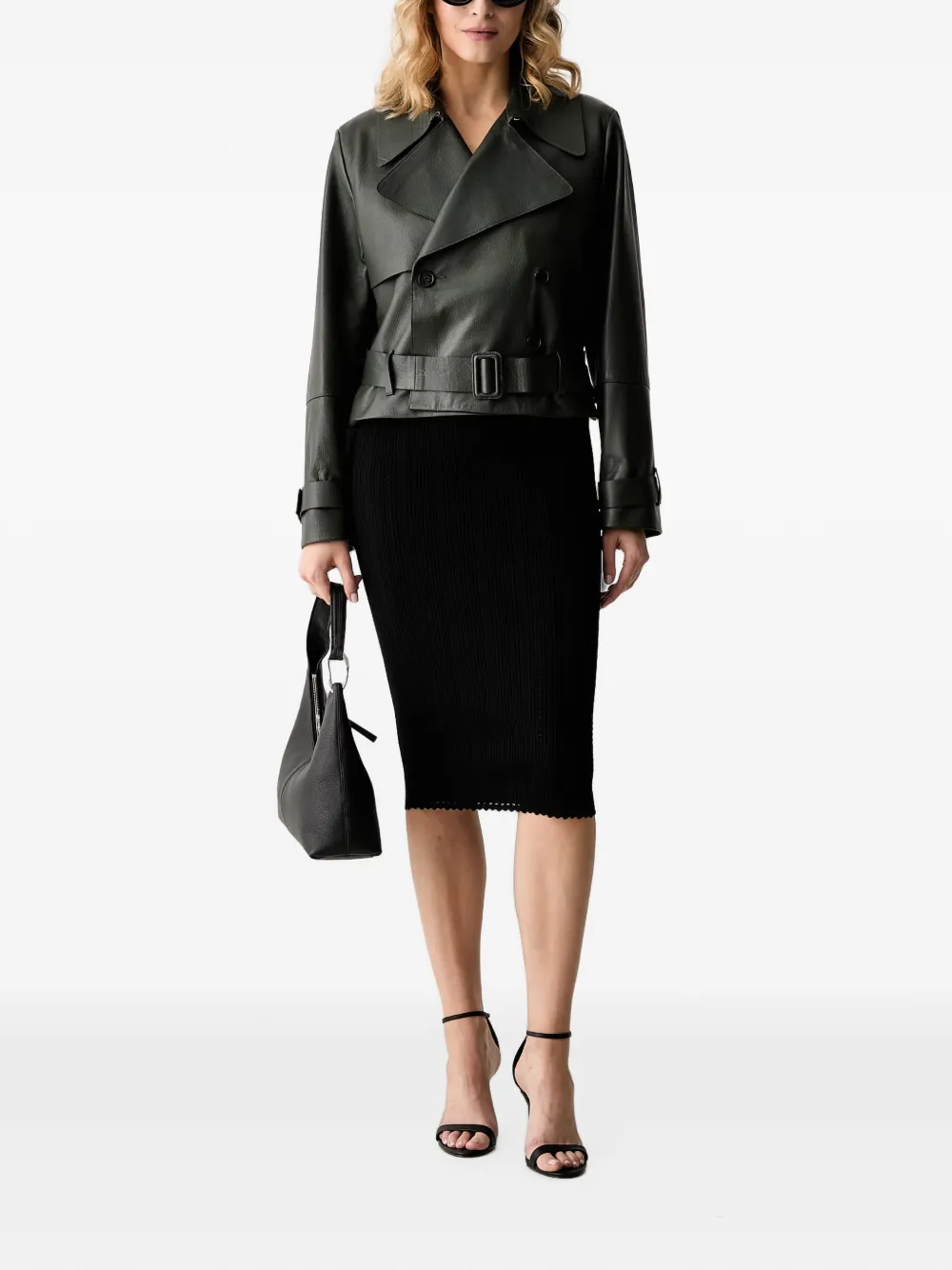GUESS USA Gebreide midi-rok met knoop-detail Zwart