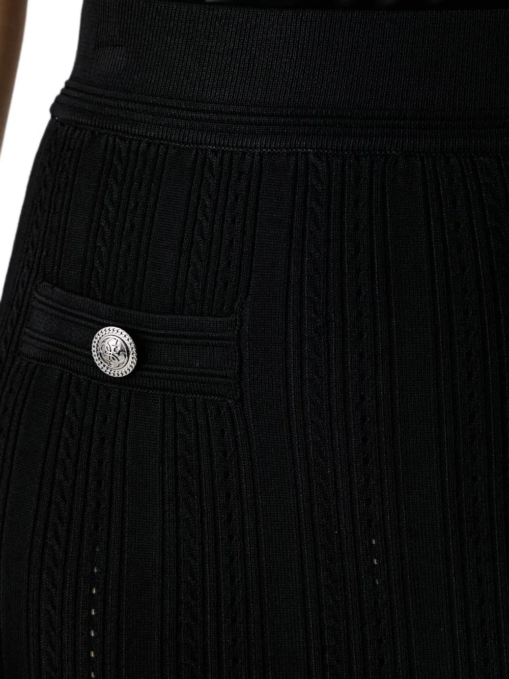 GUESS USA Gebreide midi-rok met knoop-detail Zwart
