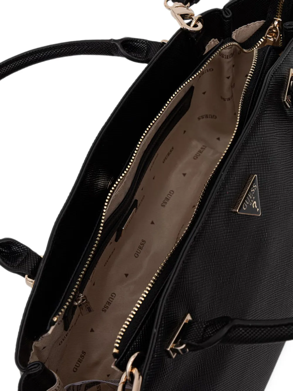 GUESS USA Shopper met logo-plakkaat en bedel Zwart
