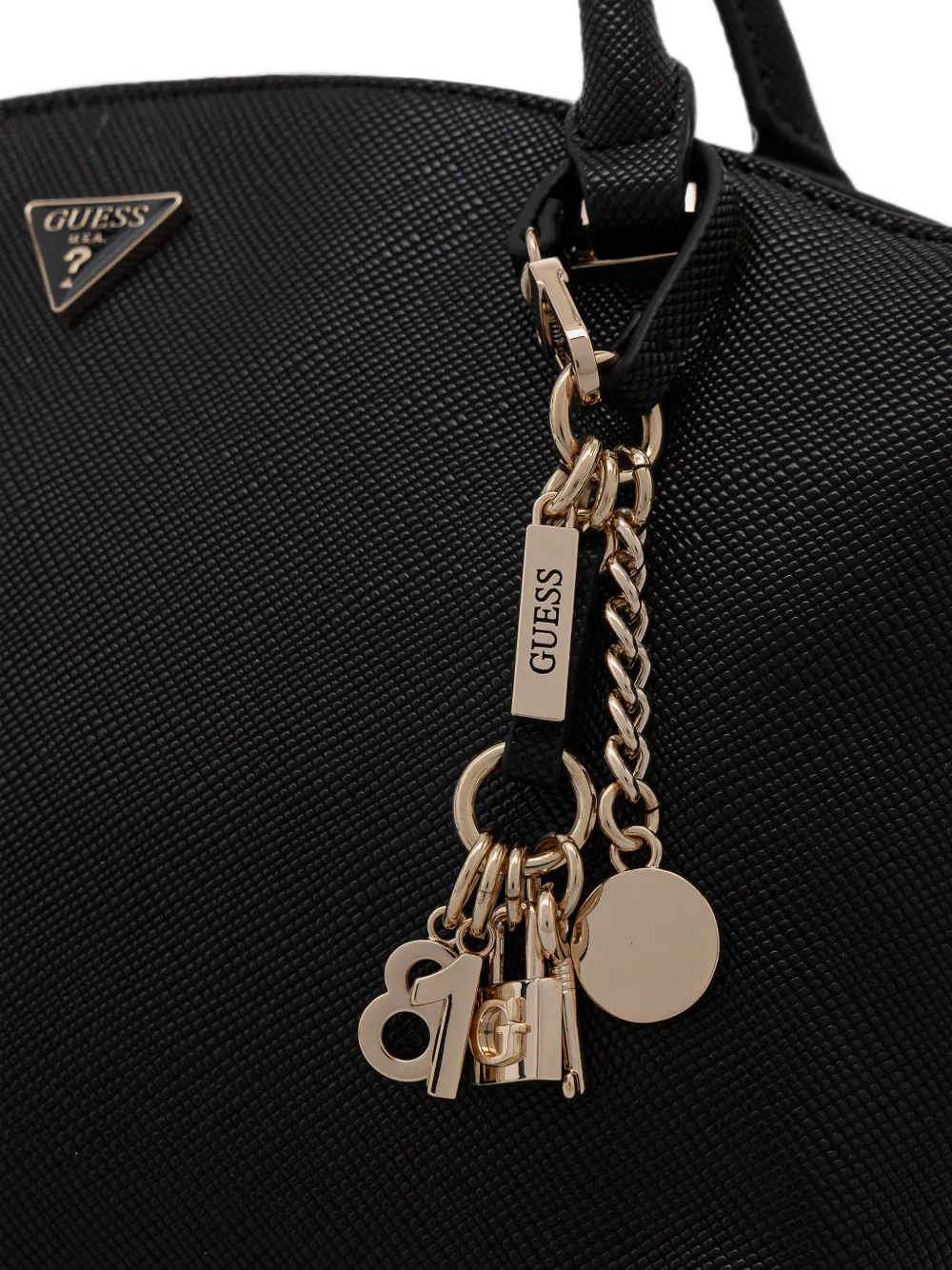 GUESS USA Shopper met logo-plakkaat en bedel Zwart
