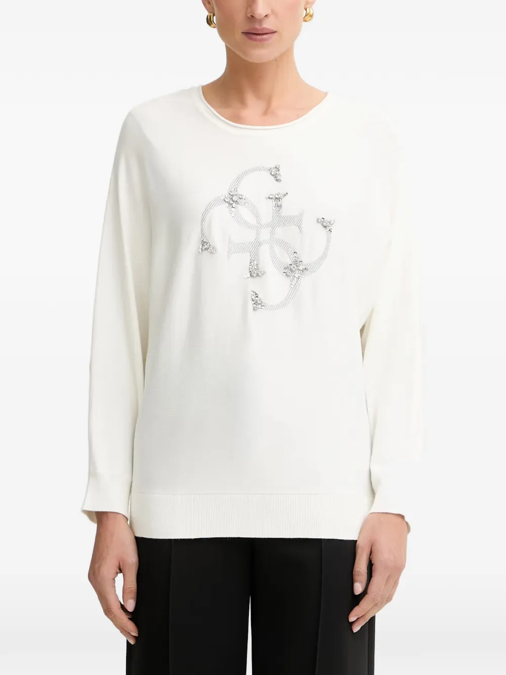 GUESS USA embellished logo-print T-shirt - Weiß
