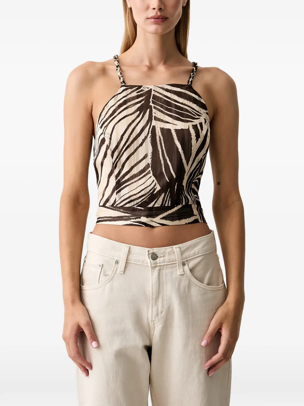 GUESS USA floral-print crop top - Braun