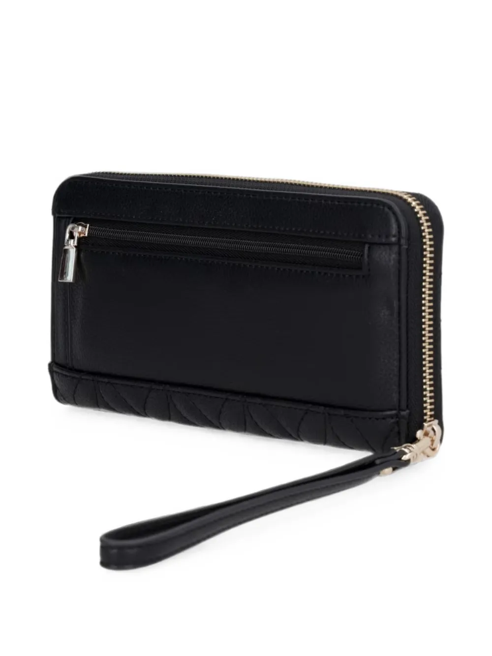 Guess Usa Quilted Logo-detail Wallet In Black