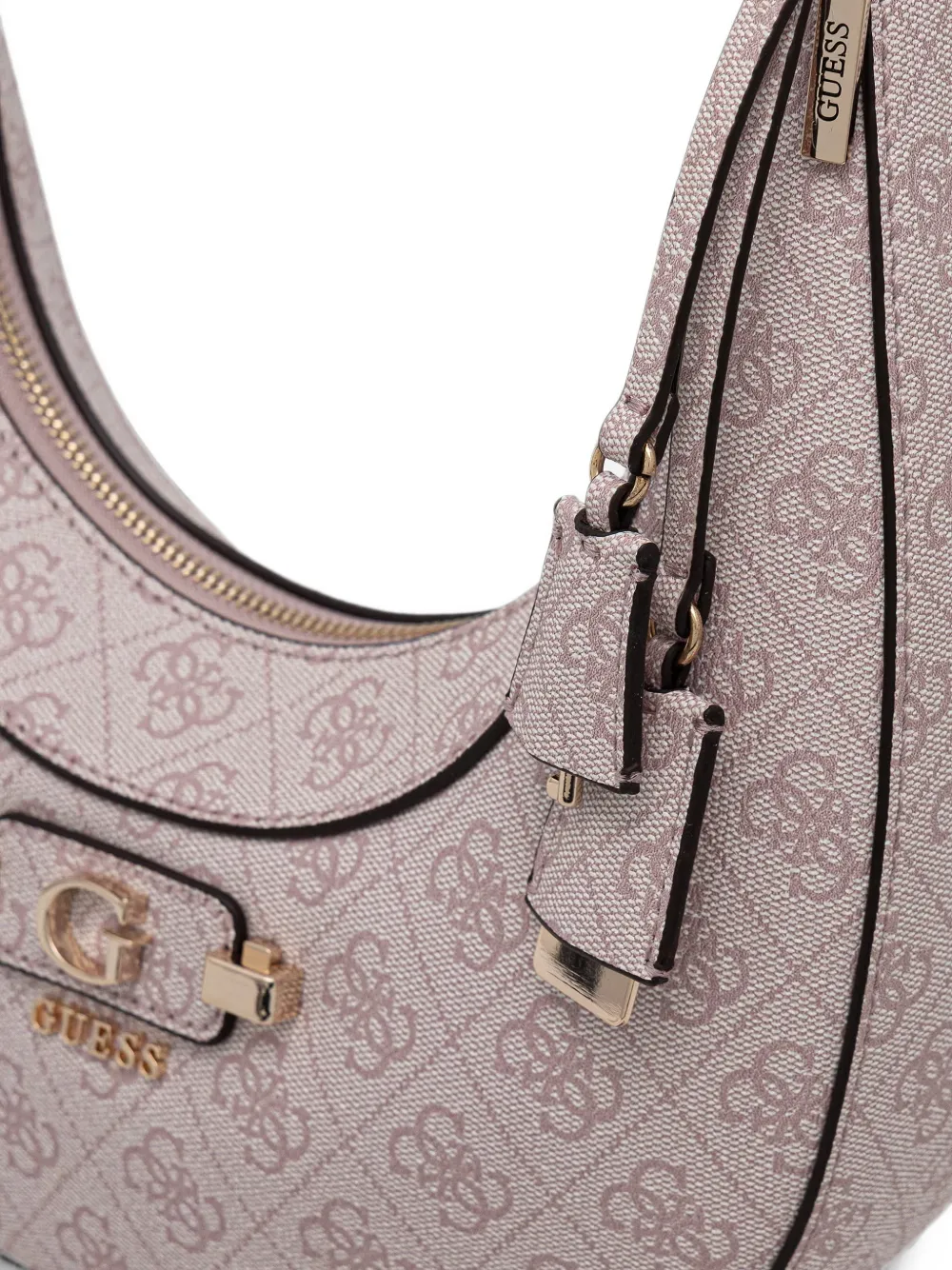 GUESS USA Lindsey gewelfde schoudertas met monogramprint Roze