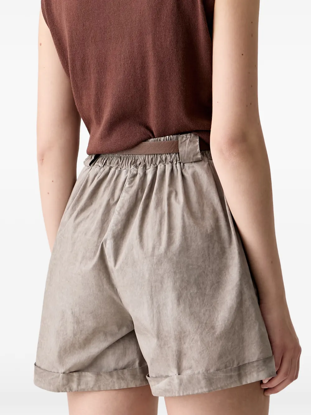 Haveone Geplooide shorts met riem Grijs