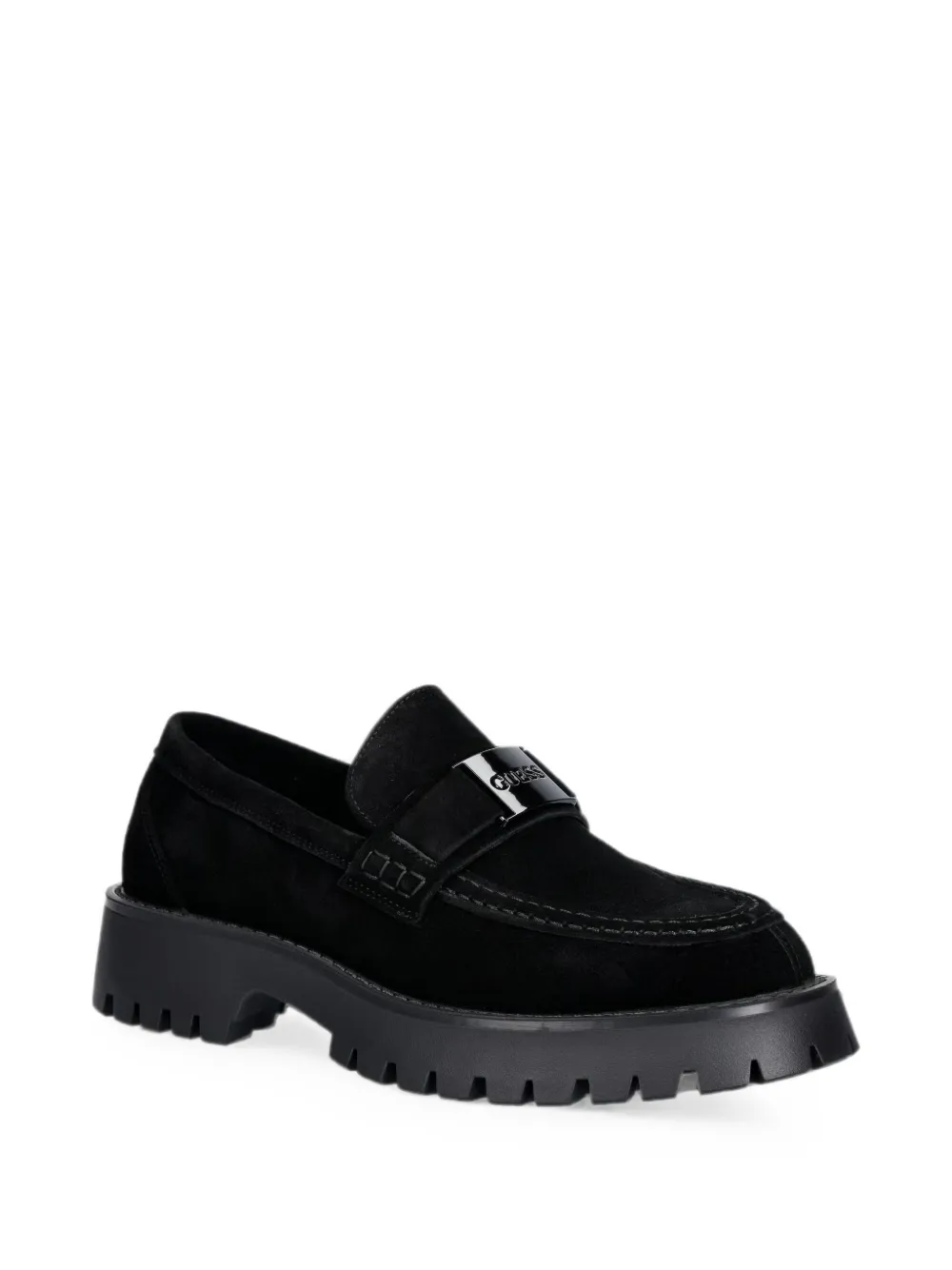 GUESS USA logo-plaque chunky-sole loafers Zwart