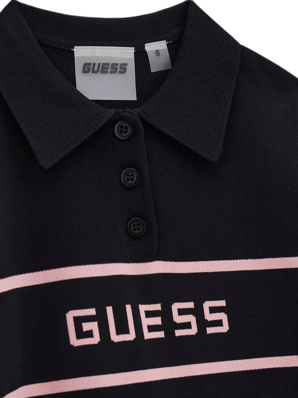 guess kids Poloshirt met logo intarsia Zwart