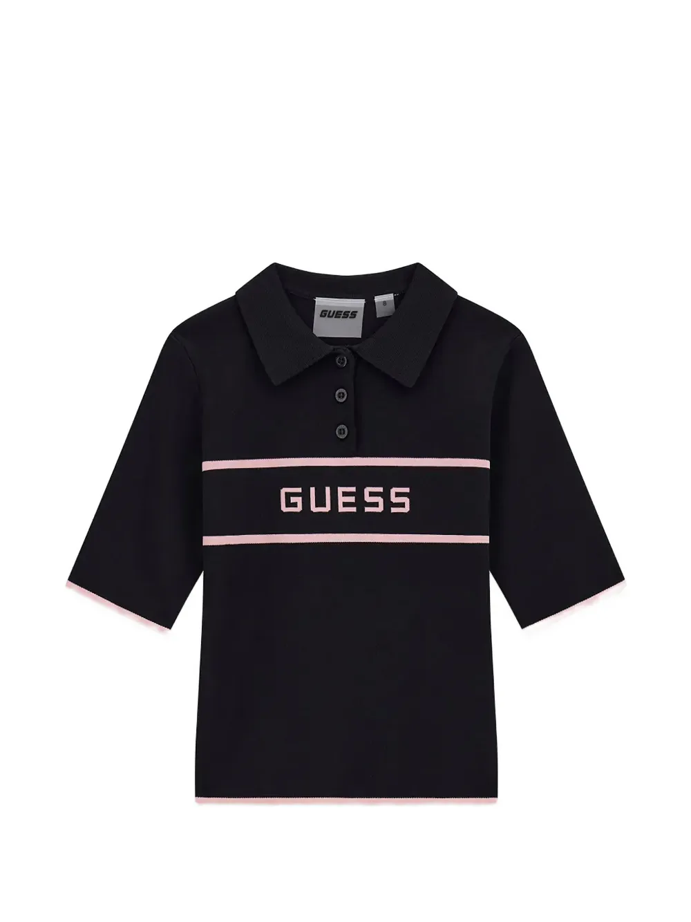 guess kids logo-intarsia polo shirt - Nero