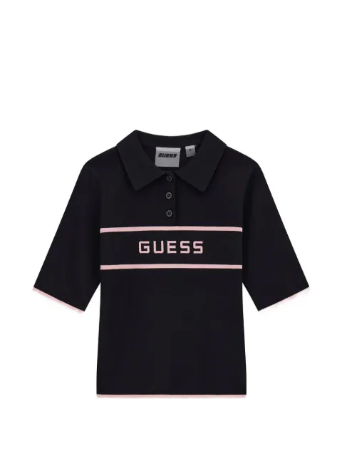 guess kids logo-intarsia polo shirt