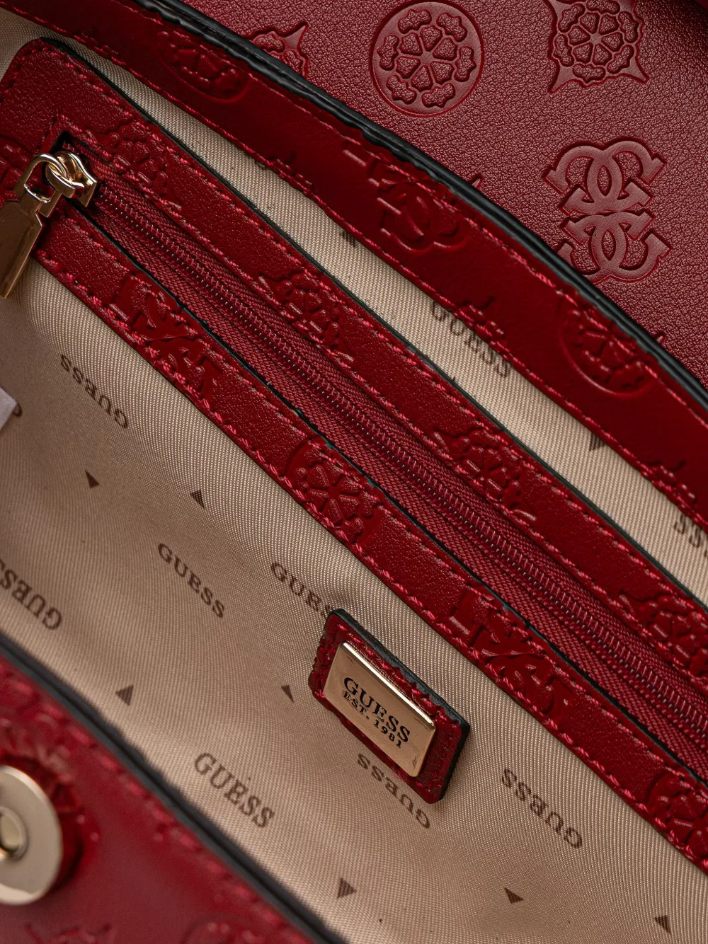 GUESS USA Diana shopper met monogram-reliëf Rood
