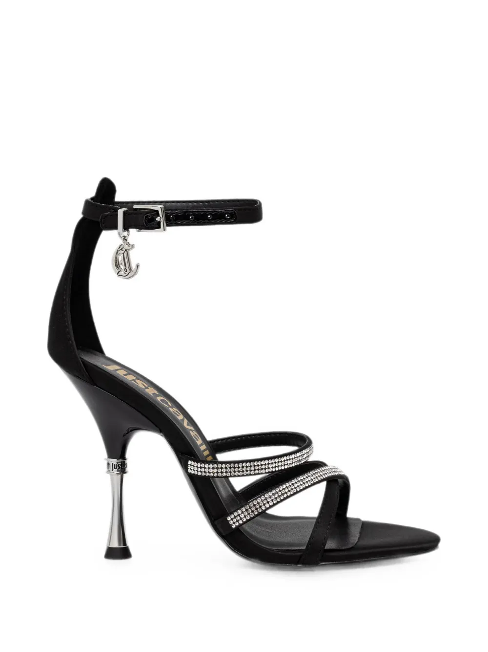 Just Cavalli crystal-embellished buckle-fastening sandals Zwart