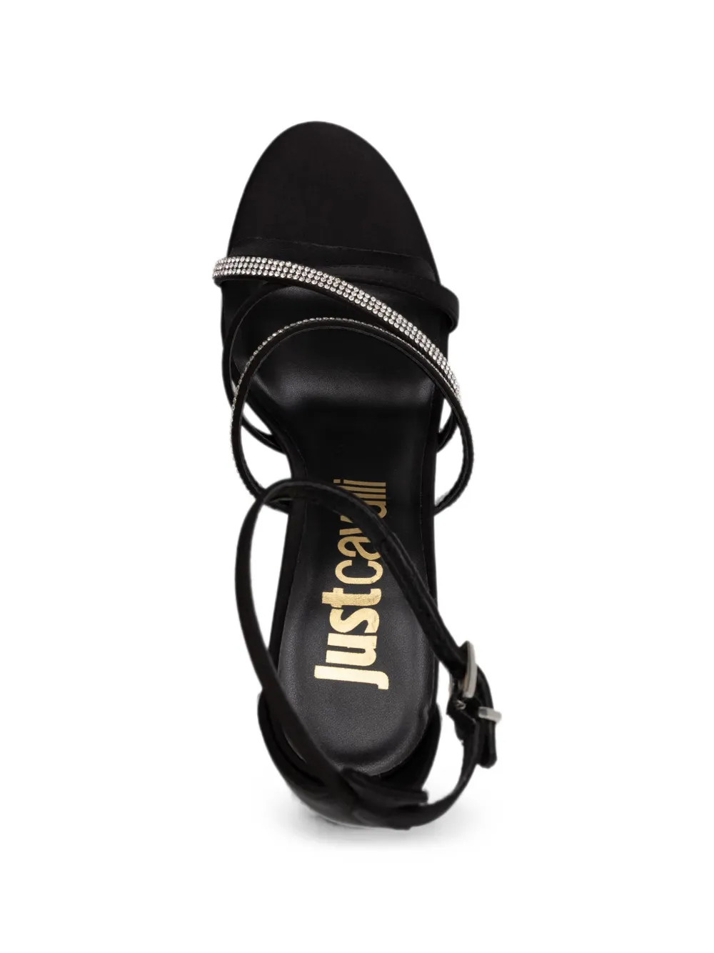 Just Cavalli crystal-embellished buckle-fastening sandals Zwart