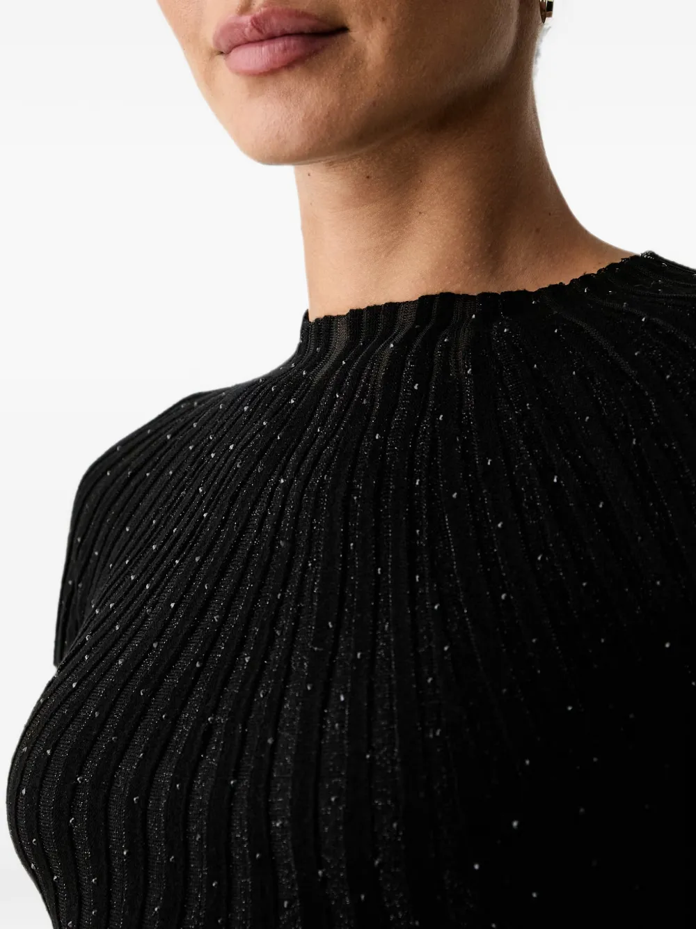 GUESS USA Ribgebreid T-shirt verfraaid met stras Zwart