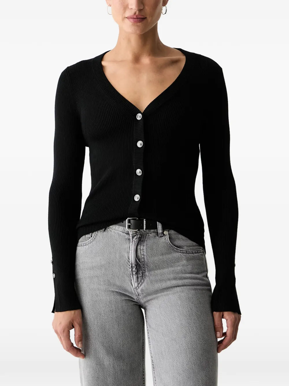 GUESS USA ribbed-knit cardigan - Schwarz