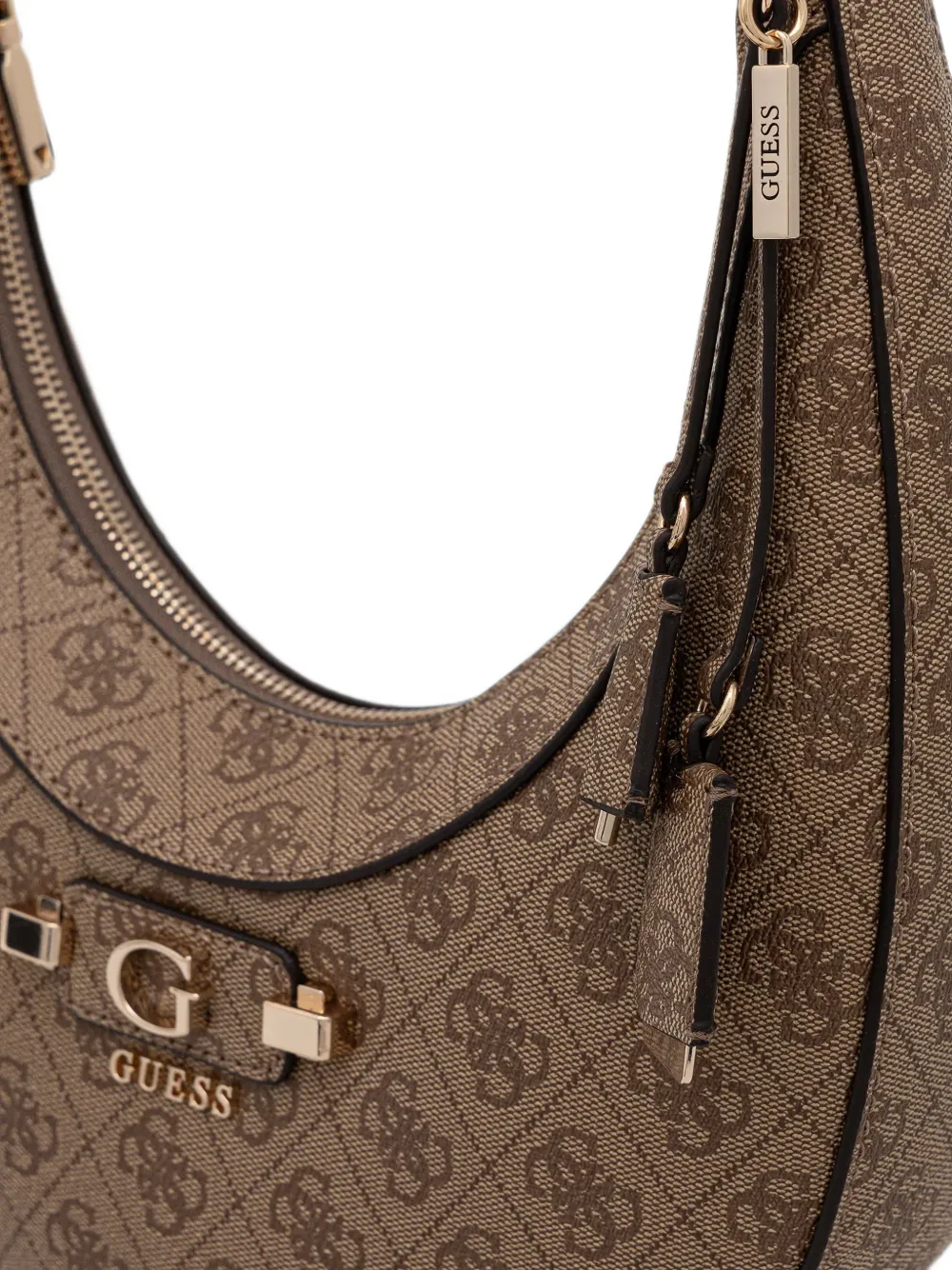 GUESS USA Gewelfde shopper met monogramprint Bruin