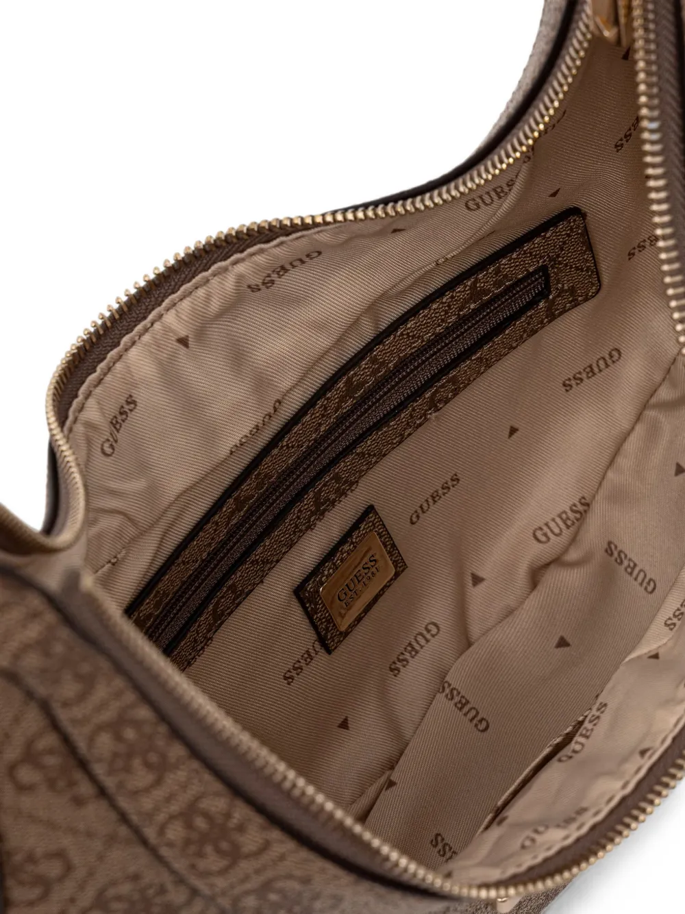GUESS USA Gewelfde shopper met monogramprint Bruin