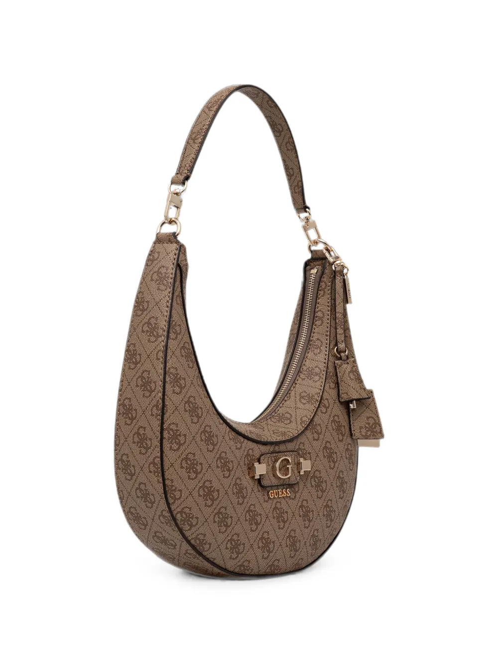 GUESS USA Gewelfde shopper met monogramprint Bruin