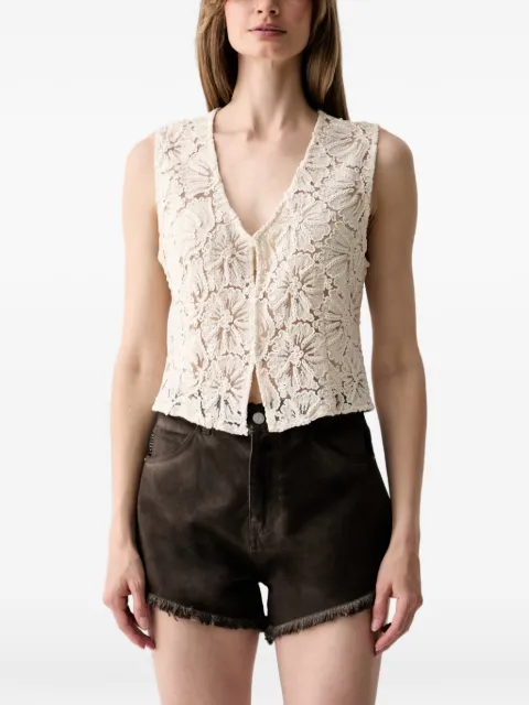 Haveone floral-lace V-neck top