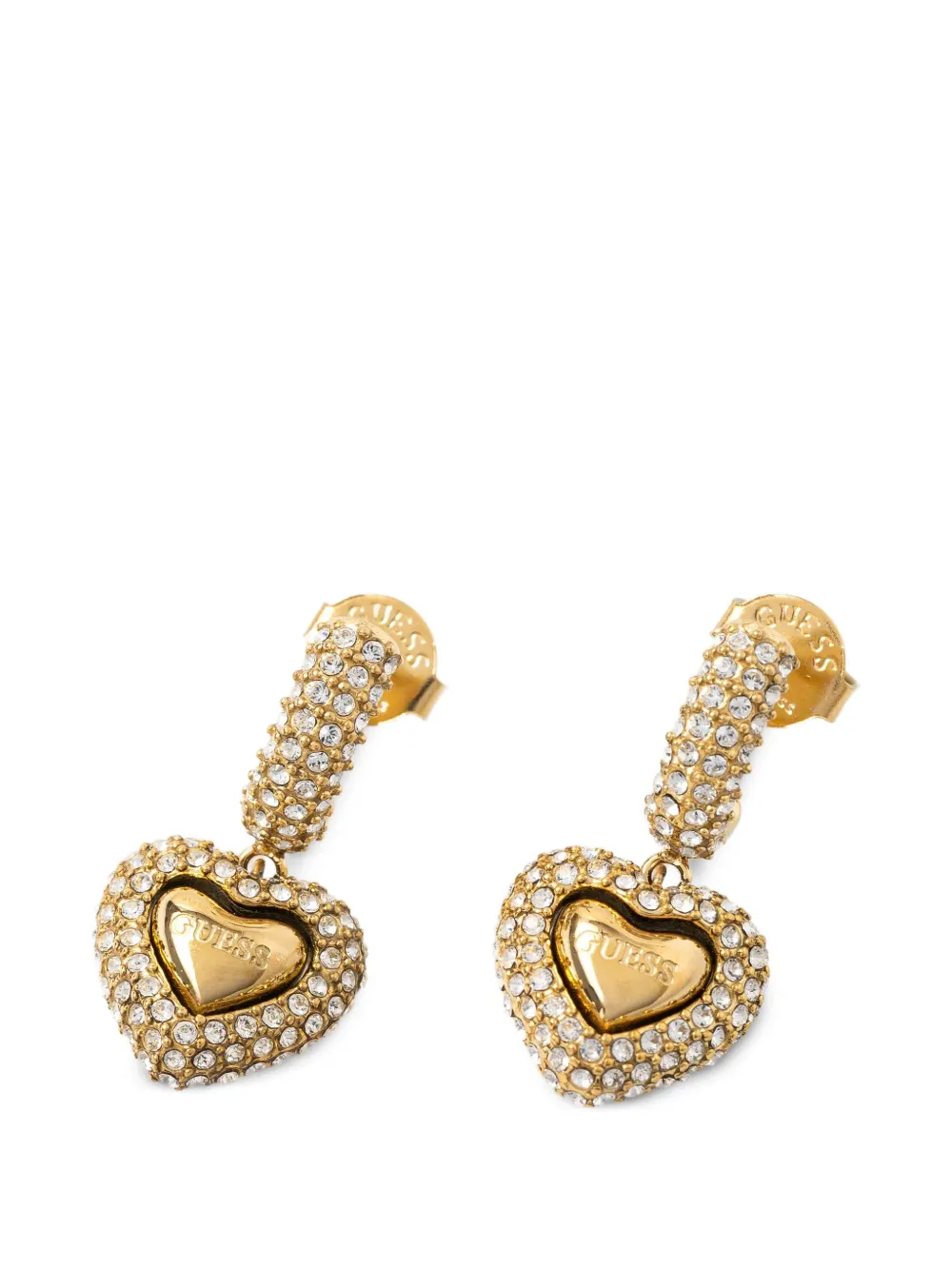 GUESS USA crystal-embellished heart earrings - Gold