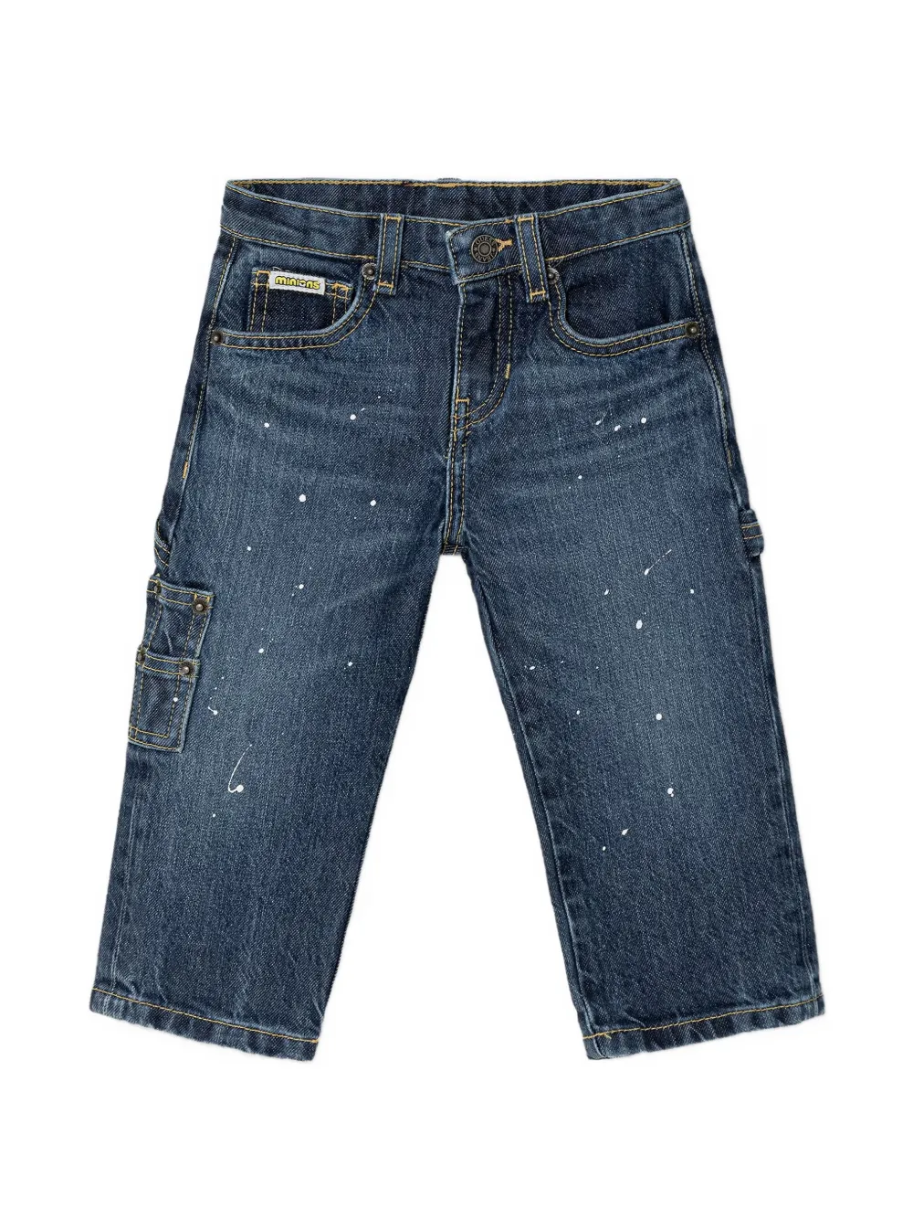 guess kids x minions paint-splatter carpenter jeans - Blu