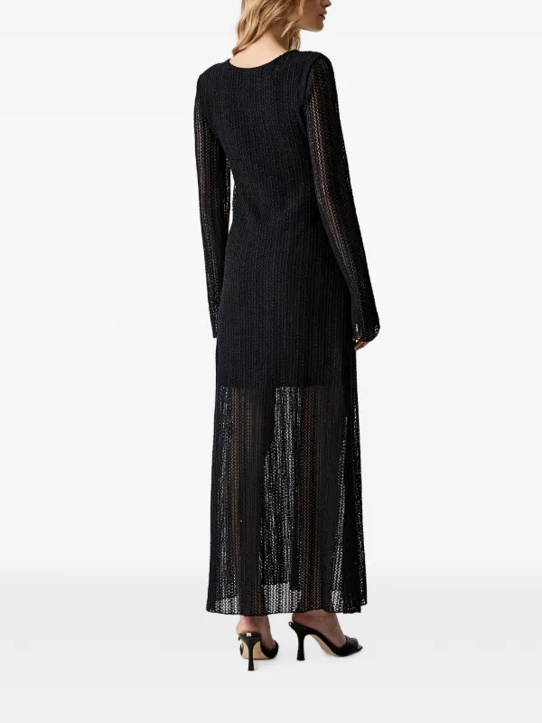 Haveone cut-out open-knit Maxi Dress | Black