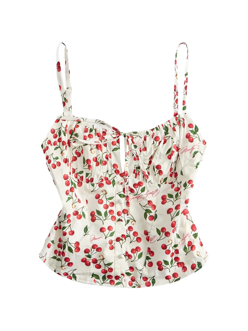 GUESS USA cherry-print gathered top · L