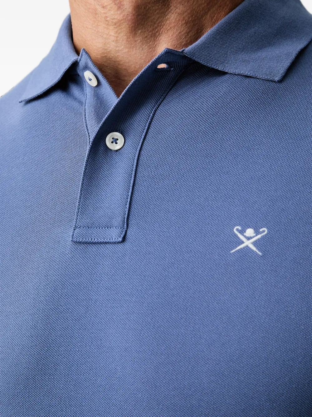 Hackett London Poloshirt met geborduurd logo en knopen Blauw