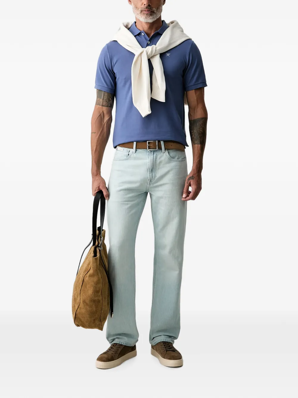 Hackett London Poloshirt met geborduurd logo en knopen Blauw