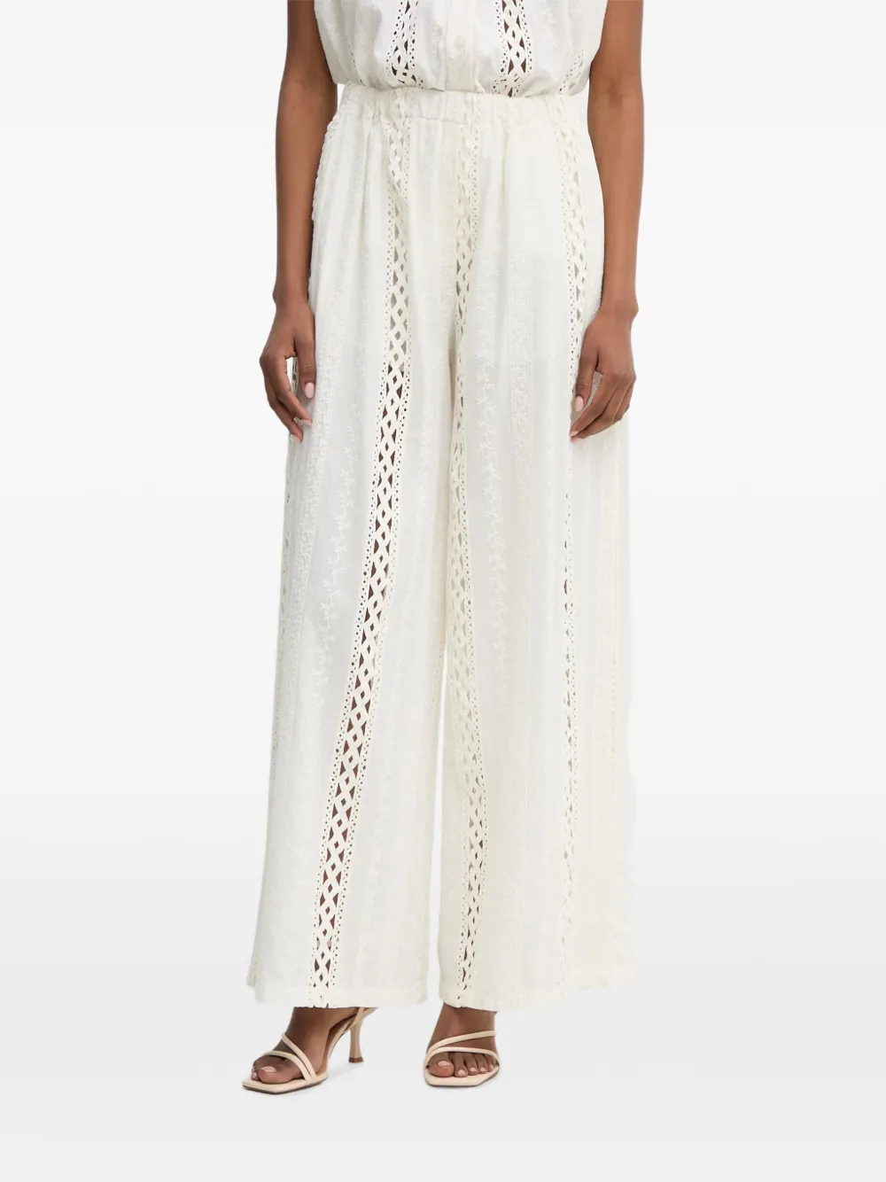 Haveone broderie-anglaise wide-leg trousers