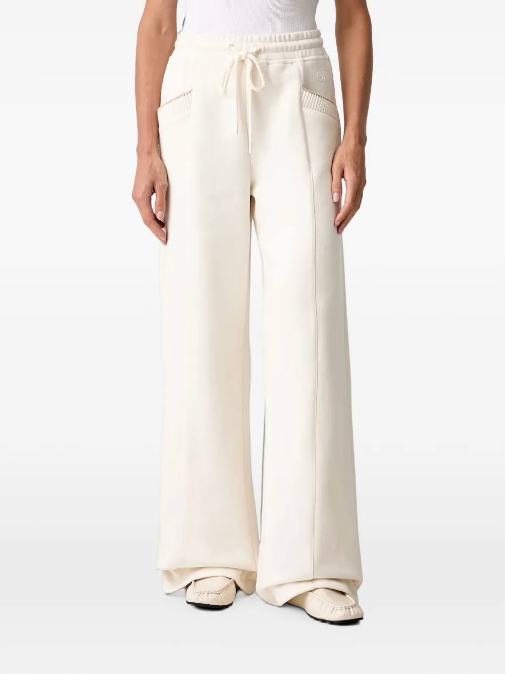 GUESS USA drawstring wide-leg track pants - Nude