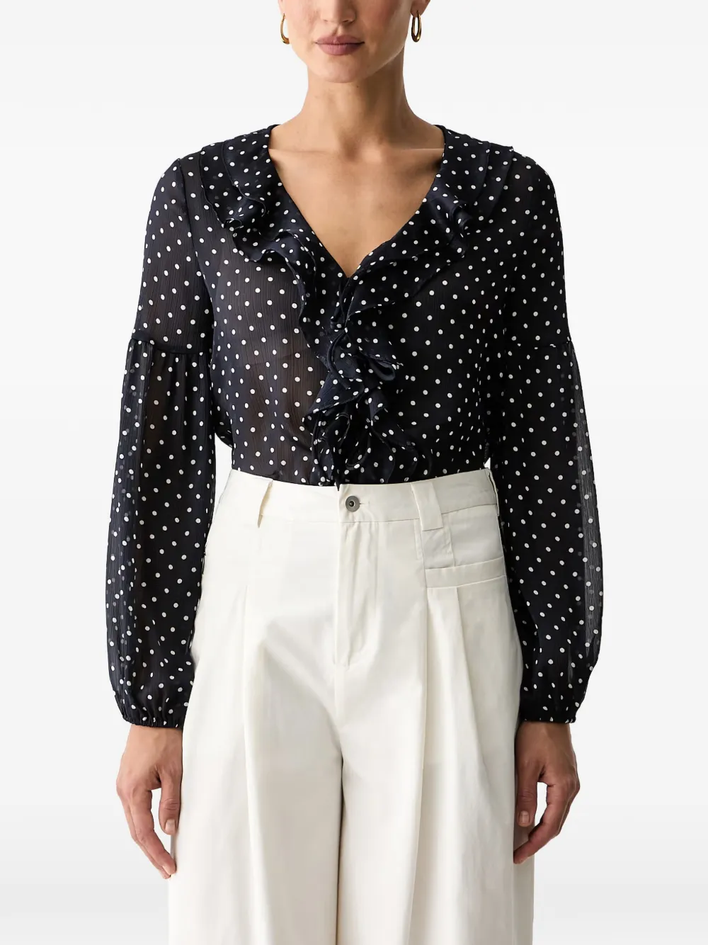 GUESS USA ruffled polka-dot blouse - Blau