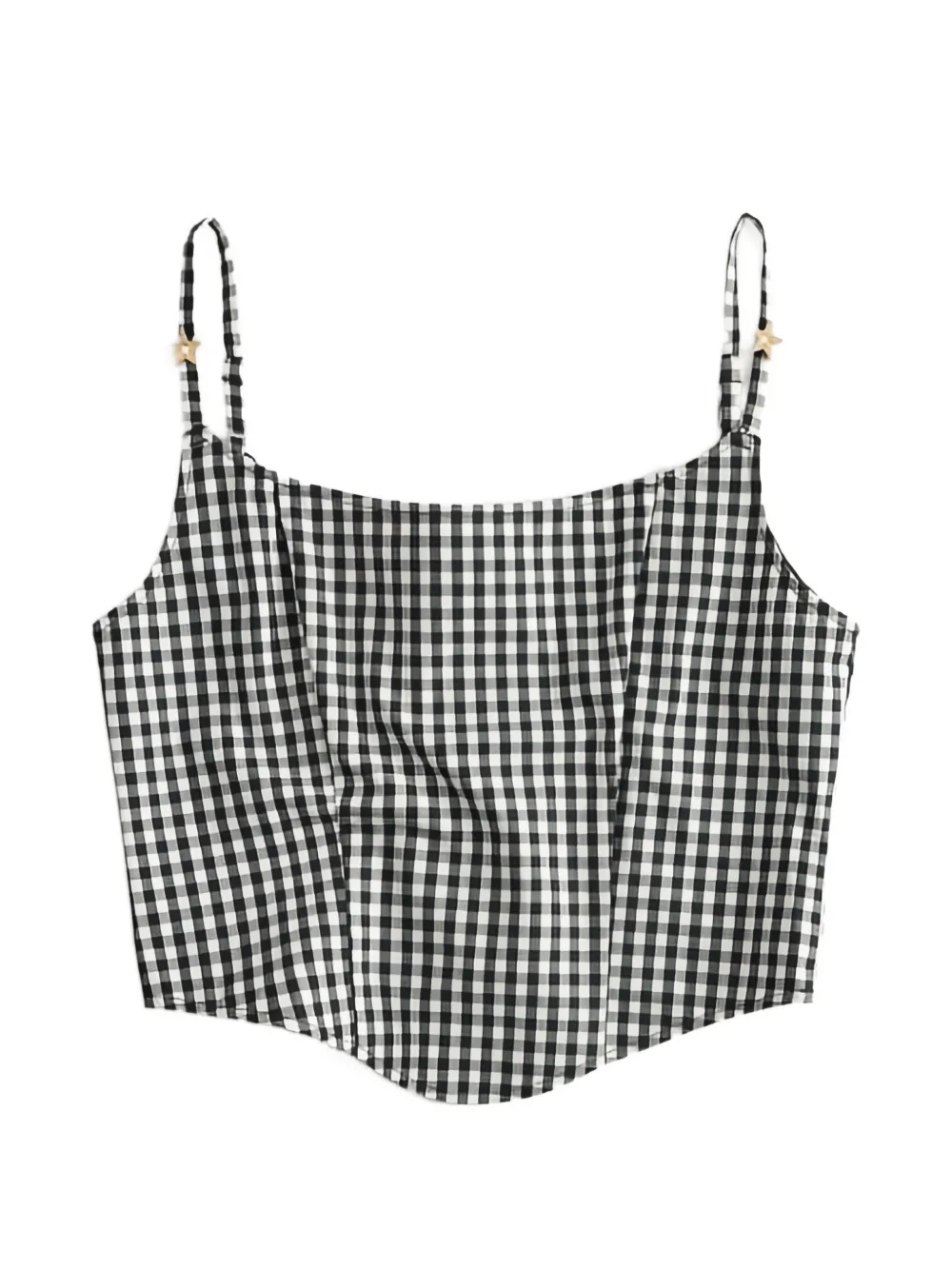 GUESS USA gingham-check star-patch top