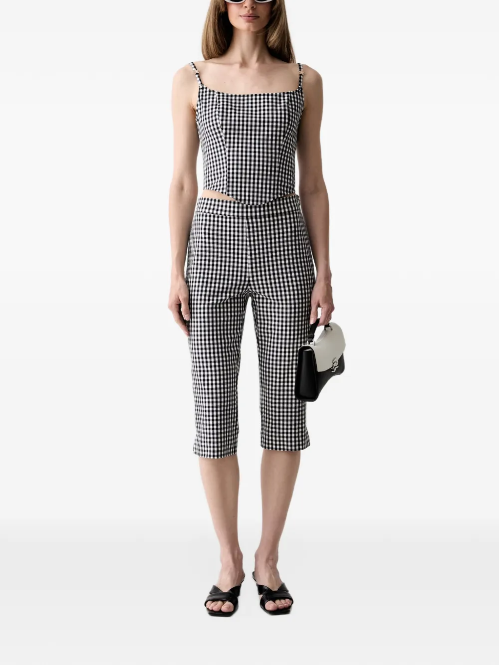 GUESS USA Top met ster-patch en gingham-ruit Zwart
