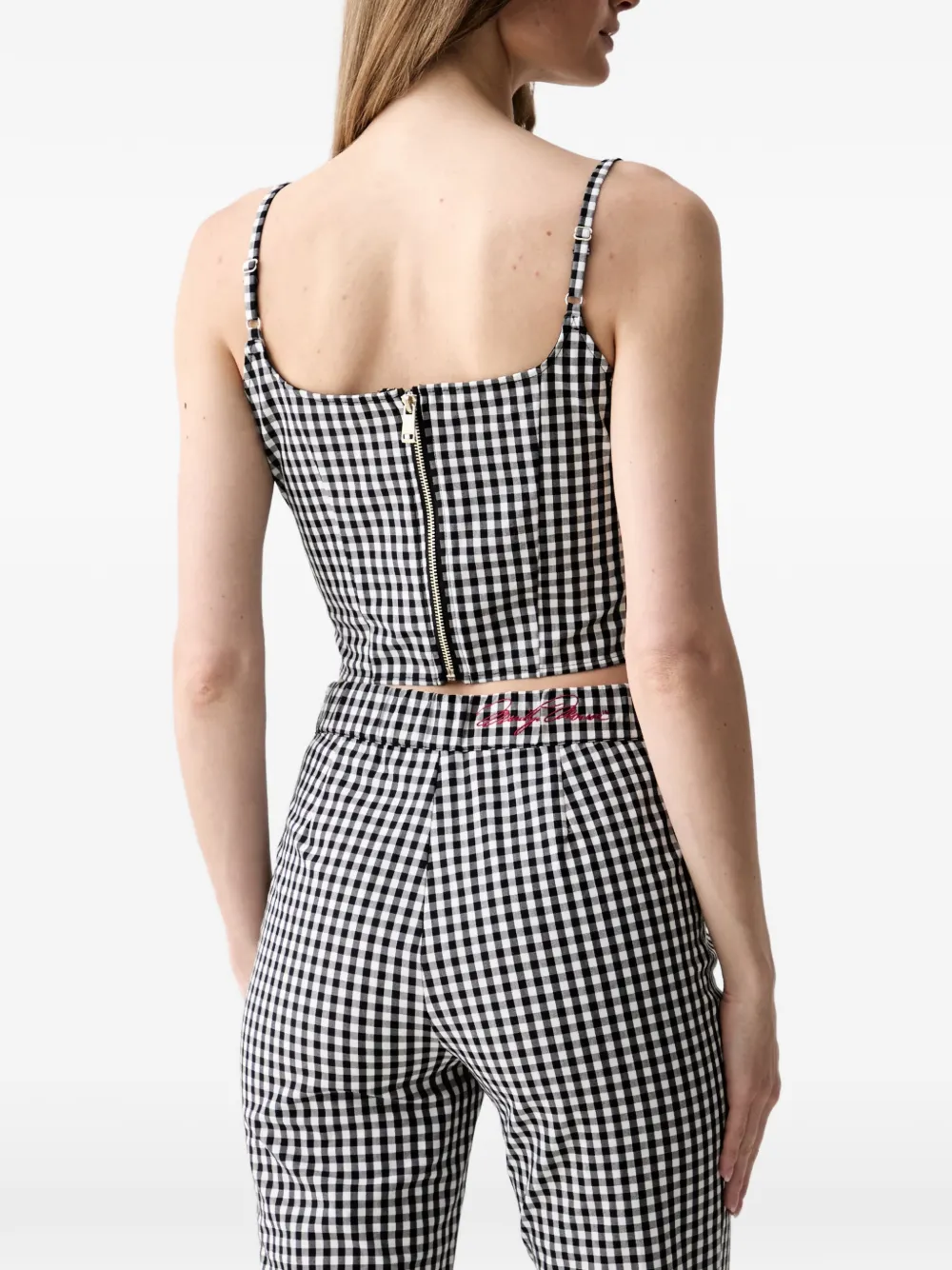 GUESS USA Top met ster-patch en gingham-ruit Zwart