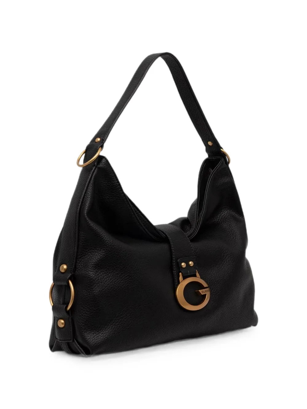 GUESS USA Grote Camden bewerkte schoudertas met logoplakkaat Zwart