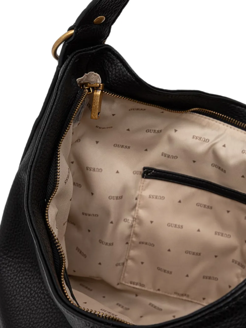 GUESS USA Grote Camden bewerkte schoudertas met logoplakkaat Zwart