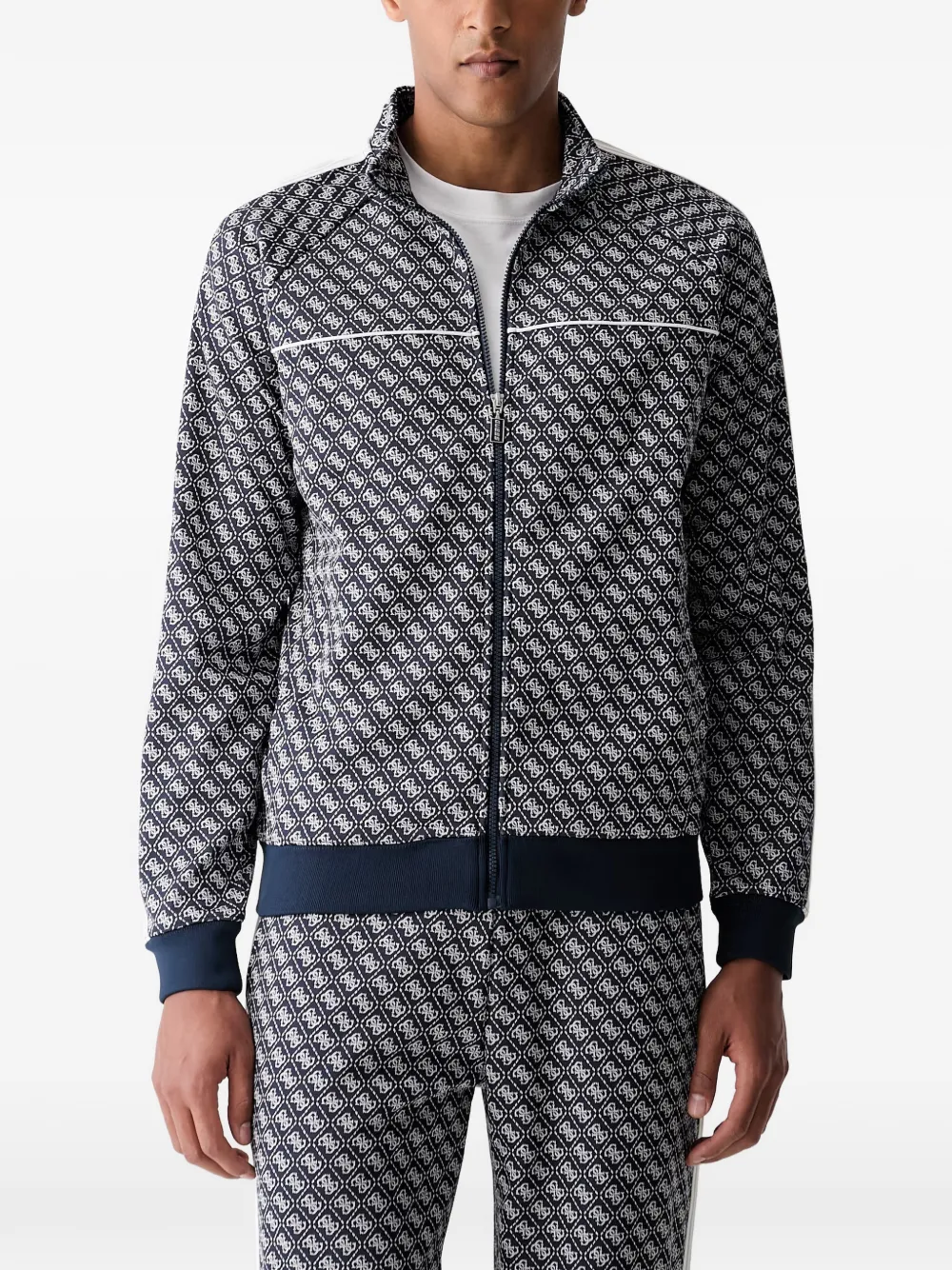 GUESS USA logo-monogram zip-up jacket - Blu