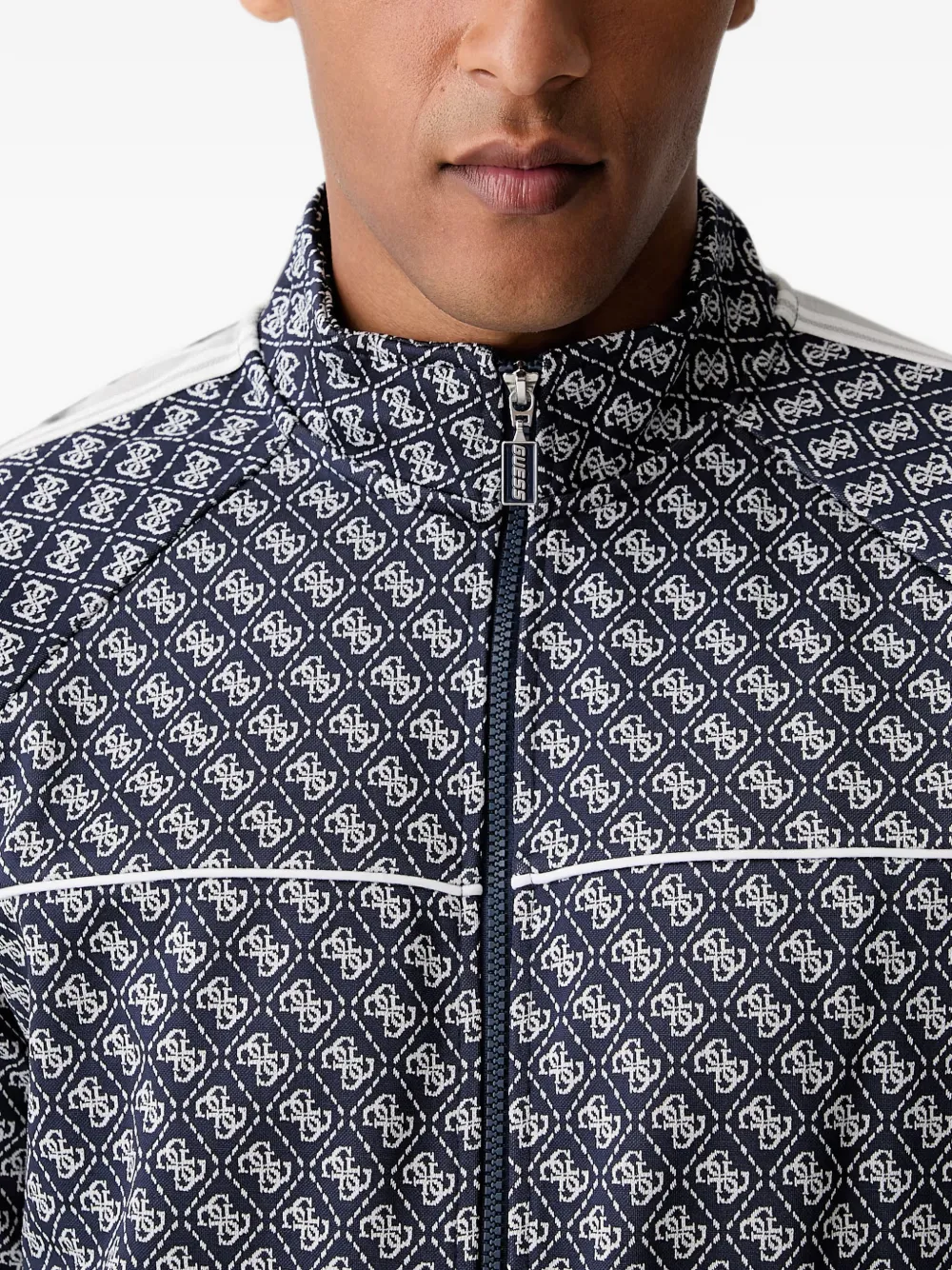 GUESS USA logo-monogram zip-up jacket Blauw