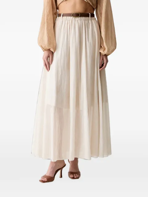 Haveone elasticated-waistbelt-loops maxi skirt