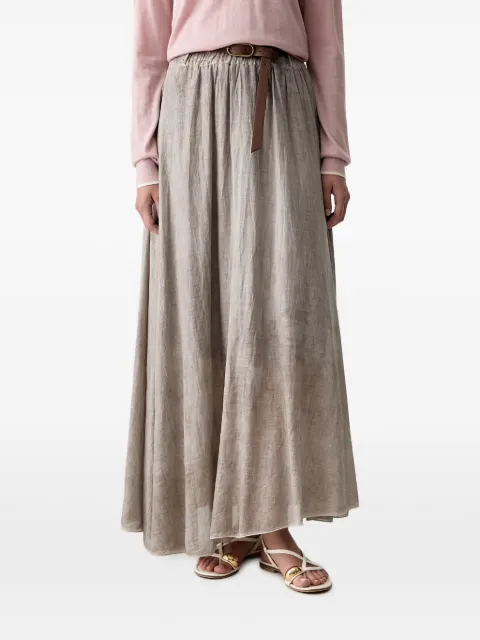 Haveone belted elasticated-waist maxi skirt