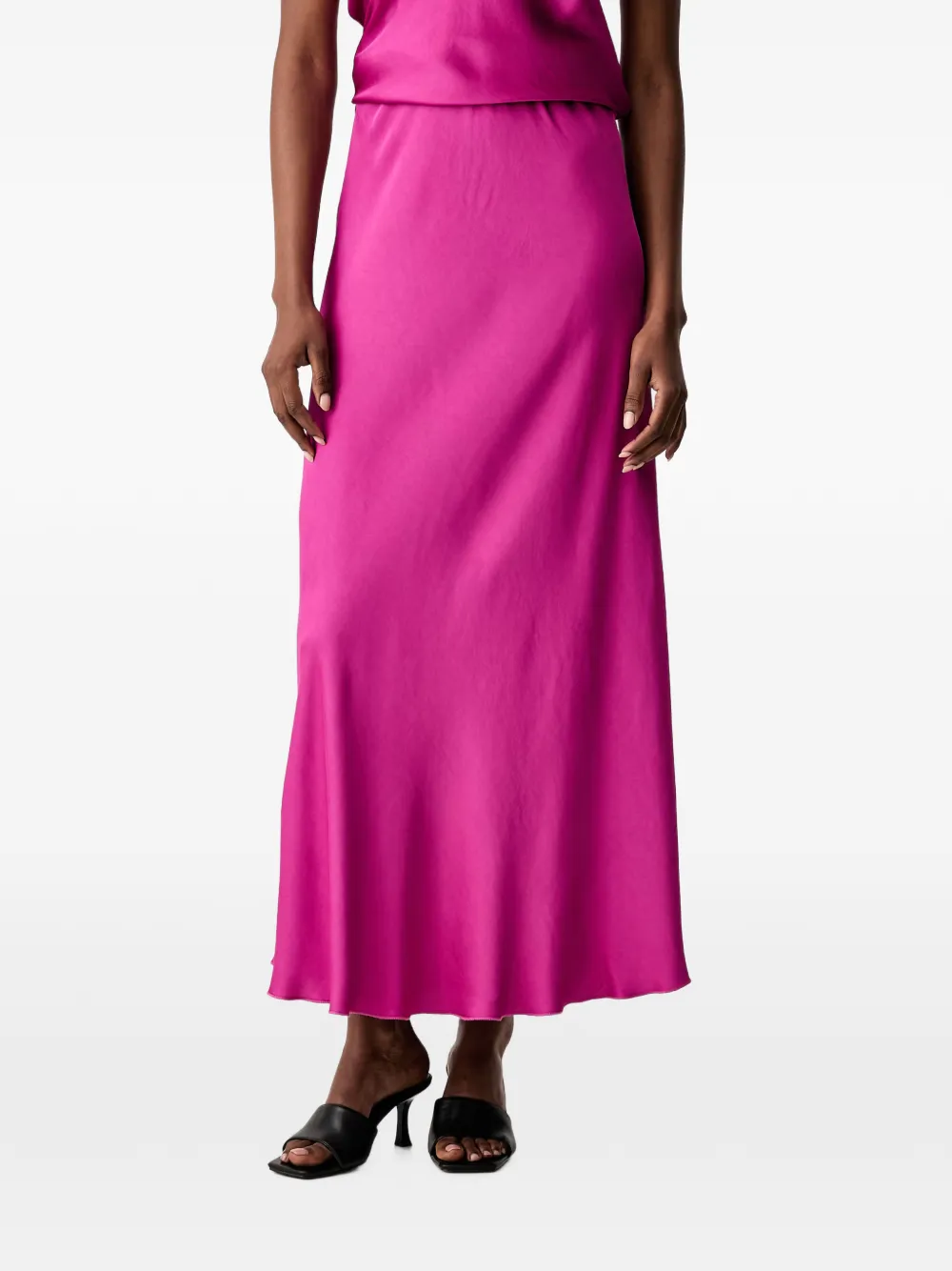 Haveone Satin-finish Elasticated-waist Maxi Skirt In Multi