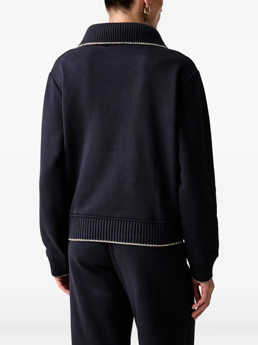 GUESS USA Trui met geborduurd logo en geribbelde kraag Blauw