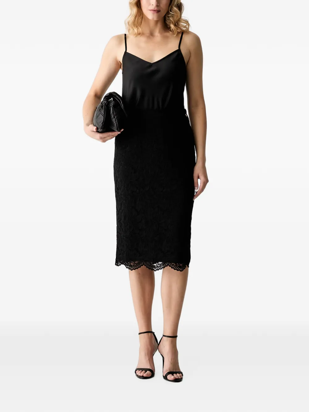 GUESS USA Midi-rok met gewelfde zoom en logo-plakkaat Zwart