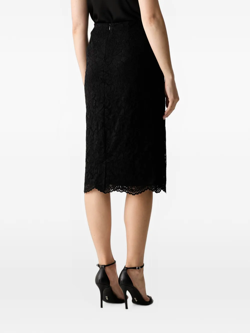 GUESS USA Midi-rok met gewelfde zoom en logo-plakkaat Zwart