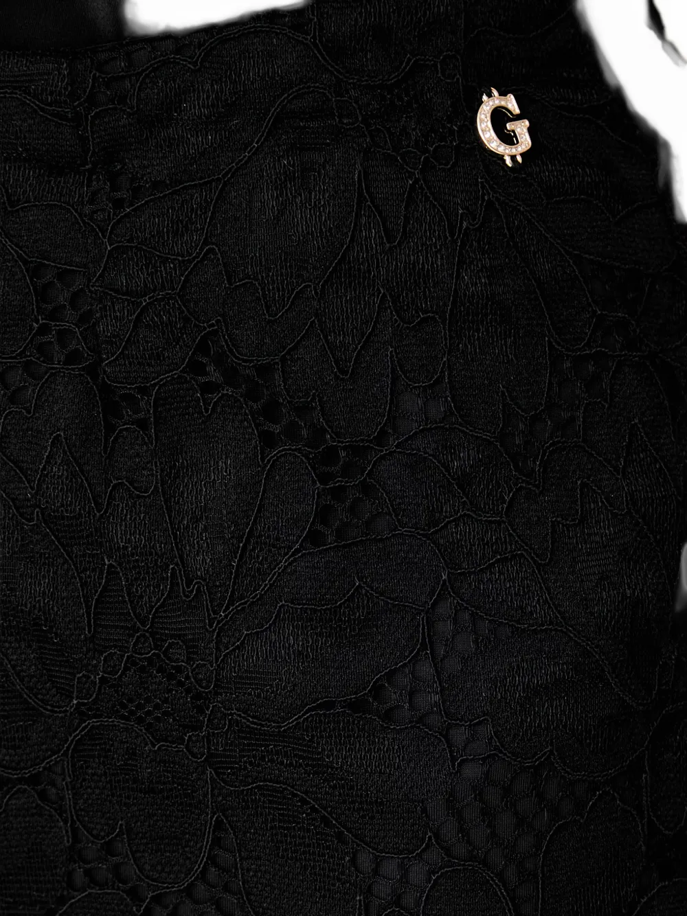 GUESS USA Midi-rok met gewelfde zoom en logo-plakkaat Zwart