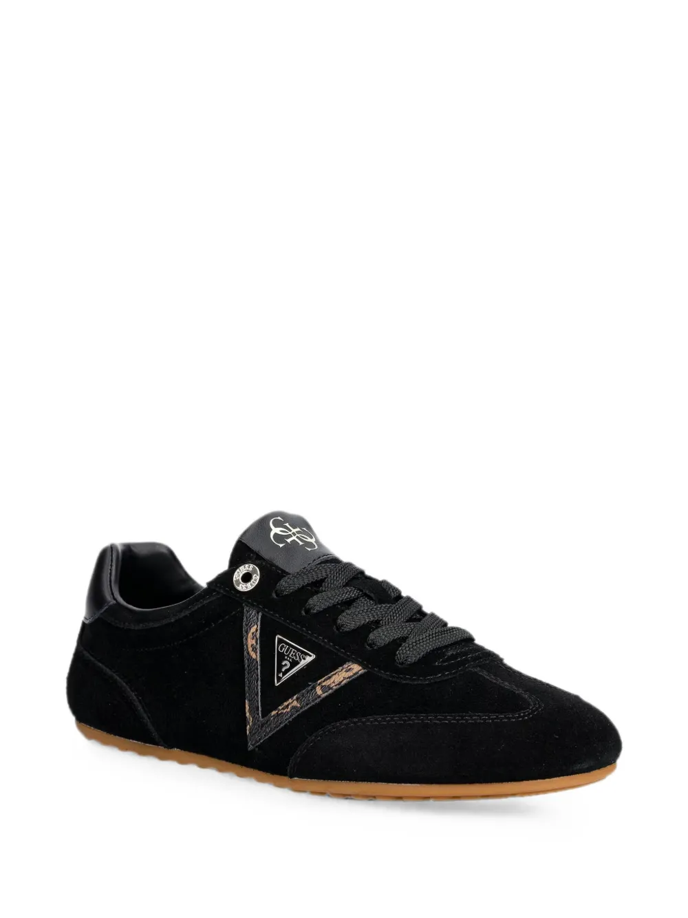 GUESS USA suede logo-patch sneakers Zwart