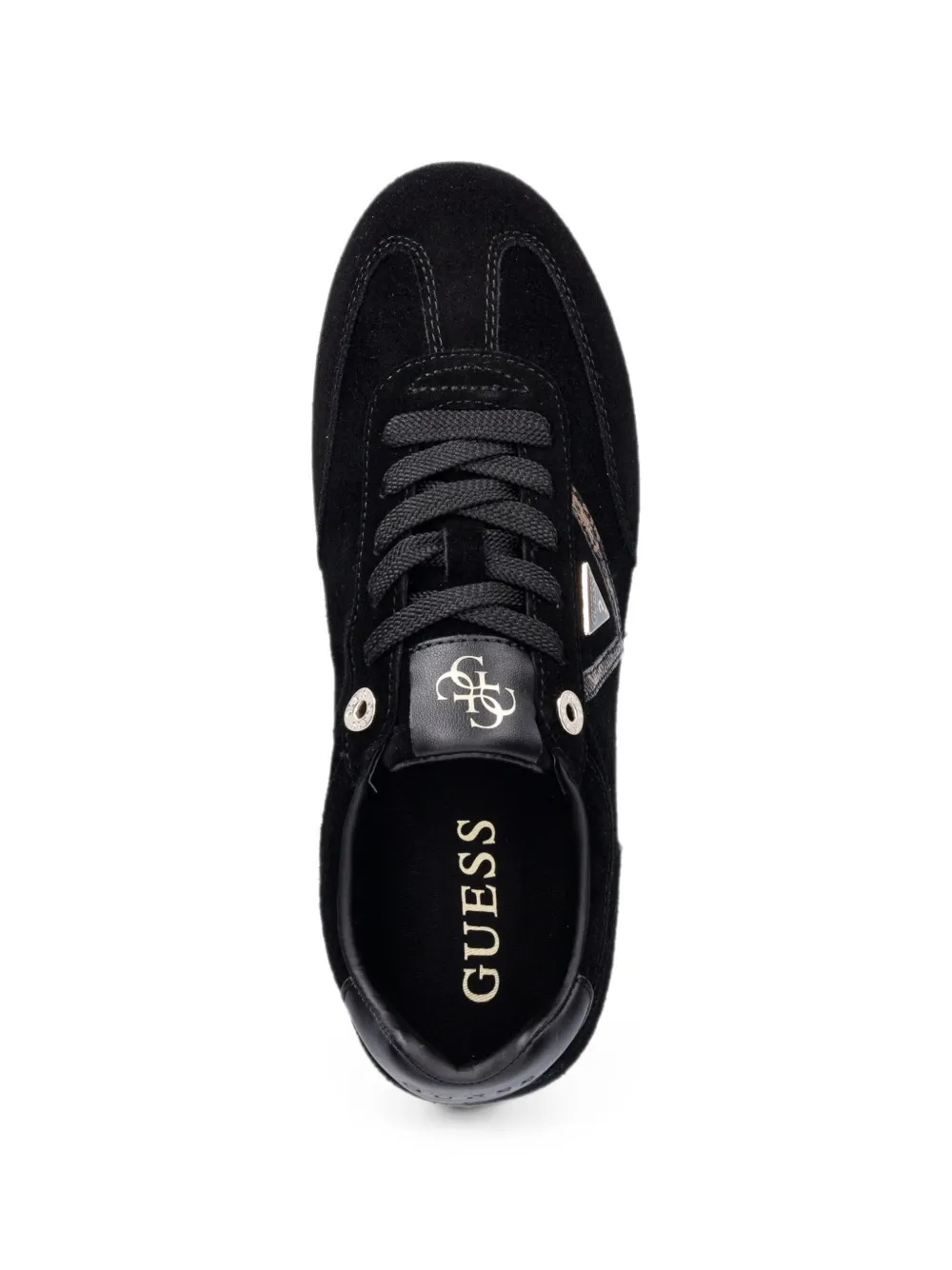 GUESS USA suede logo-patch sneakers Zwart